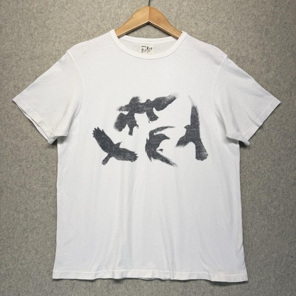 Pinup Los Angeles Birds Graphic T-Shirt White Short Sleeve Mens Medium
